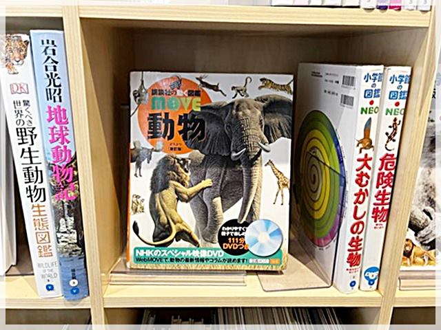 「こども本の森 中之島」の「動物」がテーマの本棚にある図鑑